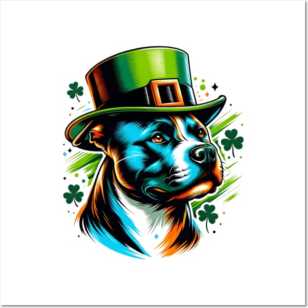 Staffordshire Bull Terrier's St Patrick's Day Festive Spirit Wall Art by ArtRUs